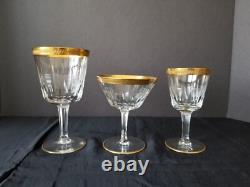 Vintage Set of 18 Czech Crystal Stemware 6 water 6 wine 6 champagne 24K trim