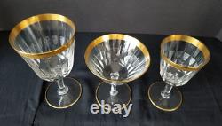 Vintage Set of 18 Czech Crystal Stemware 6 water 6 wine 6 champagne 24K trim