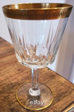 Vintage Set of 18 Czech Crystal Stemware 6 water 6 wine 6 champagne 24K trim