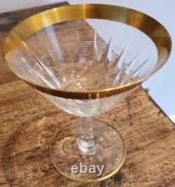 Vintage Set of 18 Czech Crystal Stemware 6 water 6 wine 6 champagne 24K trim