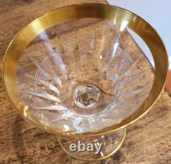 Vintage Set of 18 Czech Crystal Stemware 6 water 6 wine 6 champagne 24K trim