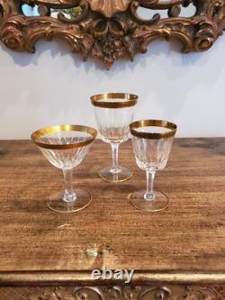 Vintage Set of 18 Czech Crystal Stemware 6 water 6 wine 6 champagne 24K trim