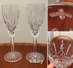 Vintage Set of 2 WATERFORD CRYSTAL Araglin Champagne Flutes Wine Glasses IRELAND