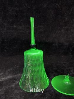 Vintage Set of 2 Wine Glasses Green Uranium Vaseline Glass Black Bead READ J7