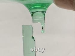 Vintage Set of 2 Wine Glasses Green Uranium Vaseline Glass Black Bead READ J7