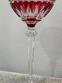 Vintage Set of 3 Cranberry to Clear Crystal Glass Wine Glasses