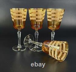 Vintage Set of 4- Crystalleria Fumo Made in Italy Wine Glasses 8