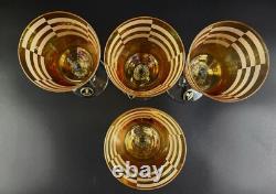 Vintage Set of 4- Crystalleria Fumo Made in Italy Wine Glasses 8