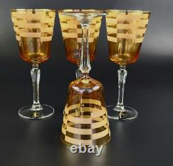 Vintage Set of 4- Crystalleria Fumo Made in Italy Wine Glasses 8