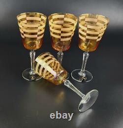 Vintage Set of 4- Crystalleria Fumo Made in Italy Wine Glasses 8