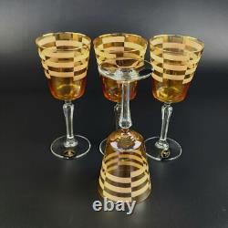 Vintage Set of 4- Crystalleria Fumo Made in Italy Wine Glasses 8