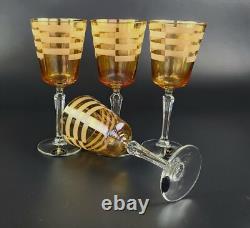 Vintage Set of 4- Crystalleria Fumo Made in Italy Wine Glasses 8