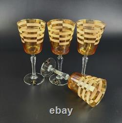 Vintage Set of 4- Crystalleria Fumo Made in Italy Wine Glasses 8