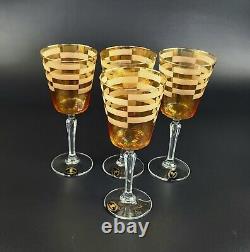 Vintage Set of 4- Crystalleria Fumo Made in Italy Wine Glasses 8