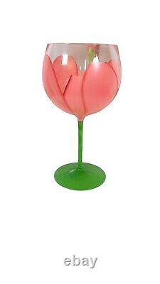 Vintage Set of 4 Gloria Vanderbilt Sincerely Yours Hand Painted Tulip Wine Glass