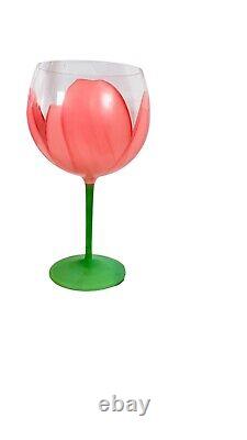 Vintage Set of 4 Gloria Vanderbilt Sincerely Yours Hand Painted Tulip Wine Glass