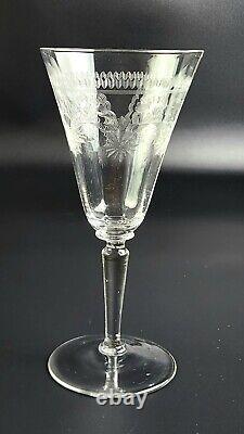Vintage- Set of 4 Needle Etched Wine Glasses 7 3/4 Tall