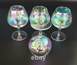 Vintage Set of 4 Stunning Iridescent Wine Glasses