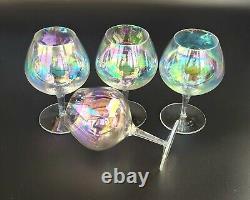 Vintage Set of 4 Stunning Iridescent Wine Glasses