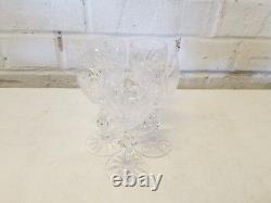 Vintage Set of 5 Crystal Cut Glass Liquor Glasses with Star Decorations