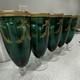 Vintage Set of 5 Emerald Green Gold Gilt Champagne FlutesHollywood Regency Style