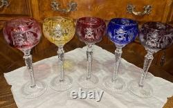 Vintage Set of 5 Lausitzer Hock Wine Glasses Cut to Clear Crystal Germany 1950's Vintage Set of 5 Lausitzer Hock Wine Glasses Cut to Clear Crystal Germany 1950's