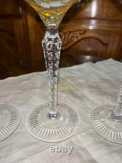 Vintage Set of 5 Lausitzer Hock Wine Glasses Cut to Clear Crystal Germany 1950's