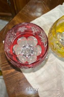 Vintage Set of 5 Lausitzer Hock Wine Glasses Cut to Clear Crystal Germany 1950's