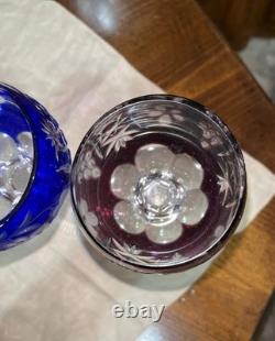 Vintage Set of 5 Lausitzer Hock Wine Glasses Cut to Clear Crystal Germany 1950's