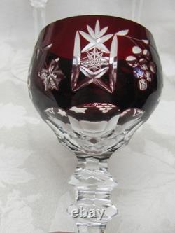 Vintage Set of 6 Bohemian Crystal Cut to Clear 8 1/4 Tall Wine Hock Glasses