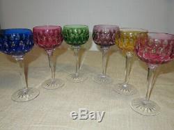 Vintage Set of 6 Bohemian Czech Wine Cut to Clear Glasses 7.35 height