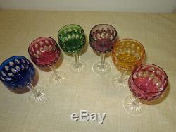 Vintage Set of 6 Bohemian Czech Wine Cut to Clear Glasses 7.35 height