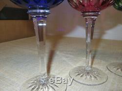 Vintage Set of 6 Bohemian Czech Wine Cut to Clear Glasses 7.35 height