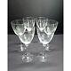 Vintage Set of 6 Crystal Wine Goblets Rose Etched Pattern