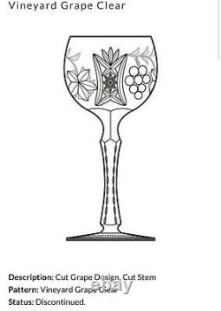 Vintage Set of 6 German Cut to Clear Crystal Port Wine Glasses Vineyard Grape