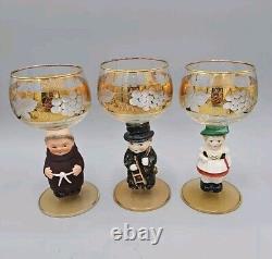Vintage Set of 6 Goebel Hummel Figurine Cordial Wine Glasses EUC