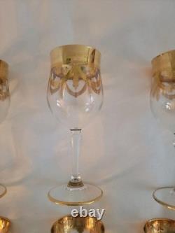 Vintage Set of 6 Medici Wine Glasses Arte Italica 24k Gold Trim