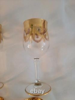 Vintage Set of 6 Medici Wine Glasses Arte Italica 24k Gold Trim