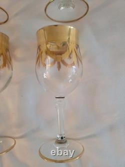 Vintage Set of 6 Medici Wine Glasses Arte Italica 24k Gold Trim
