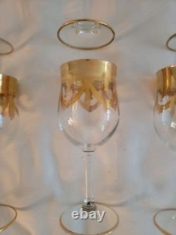 Vintage Set of 6 Medici Wine Glasses Arte Italica 24k Gold Trim