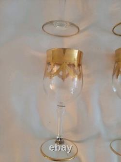 Vintage Set of 6 Medici Wine Glasses Arte Italica 24k Gold Trim