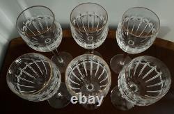 Vintage Set of 6 WATERFORD CRYSTAL Grenville Gold Rimmed 8 Wine Goblets/Glasses
