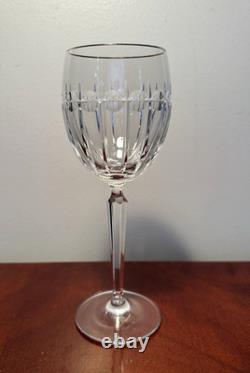 Vintage Set of 6 WATERFORD CRYSTAL Grenville Gold Rimmed 8 Wine Goblets/Glasses
