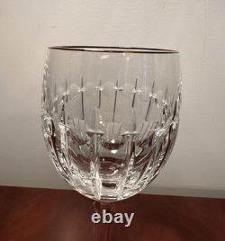 Vintage Set of 6 WATERFORD CRYSTAL Grenville Gold Rimmed 8 Wine Goblets/Glasses