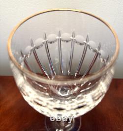 Vintage Set of 6 WATERFORD CRYSTAL Grenville Gold Rimmed 8 Wine Goblets/Glasses