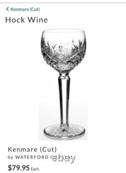 Vintage Set of 6 WATERFORD CRYSTAL Kenmare Hocks Goblets/Wine Glasses IRELAND
