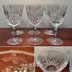 Vintage Set of 6 WATERFORD CRYSTAL Lismore 5-7/8 Claret Wine Glasses IRELAND