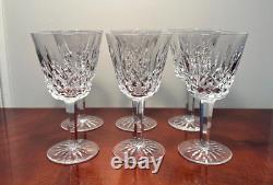 Vintage Set of 6 WATERFORD CRYSTAL Lismore 5-7/8 Claret Wine Glasses IRELAND