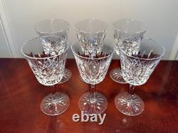 Vintage Set of 6 WATERFORD CRYSTAL Lismore 5-7/8 Claret Wine Glasses IRELAND