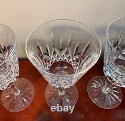 Vintage Set of 6 WATERFORD CRYSTAL Lismore 5-7/8 Claret Wine Glasses IRELAND